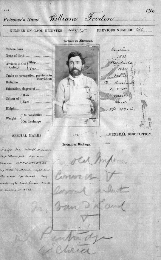 William Troden prison record from St Helena, Queensland