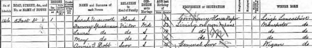 Frances May Speakman on the 1891 census