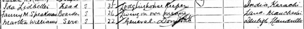 Frances May Speakman on the 1901 census
