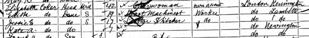 Jessie Coker on 1901 census 
