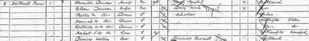 Duncan family in Surrey on 1891 census