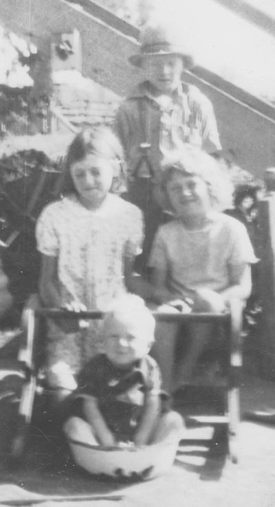 Mavis, Ray, June and Jim Dobbs, Boolburra about 1939