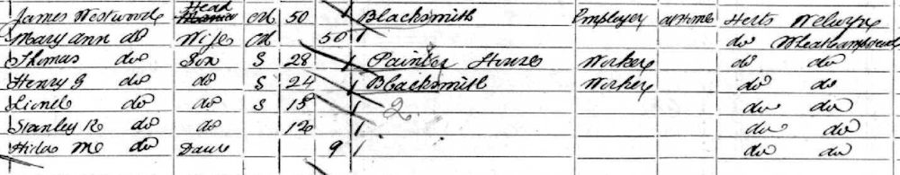 James Westwood on 1901 census