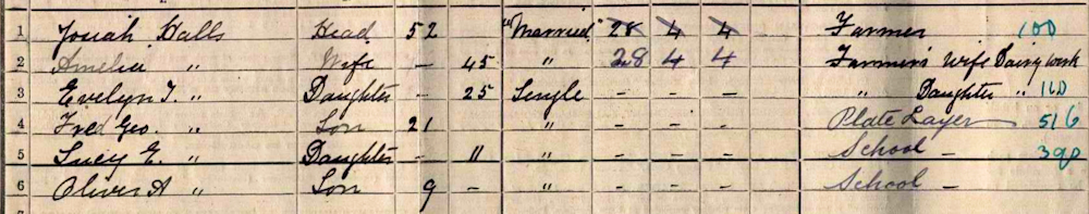 Amelia Halls (nee Prewer) on 1911 census.