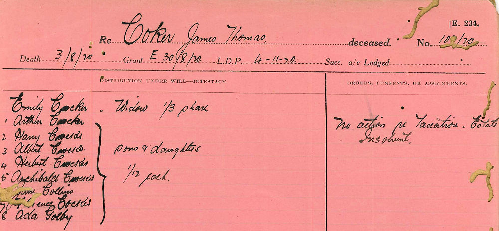 James Thomas Coker disbursement