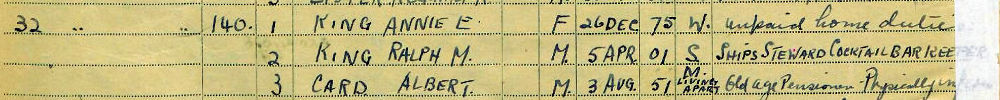 Albert Card on 1939 Register