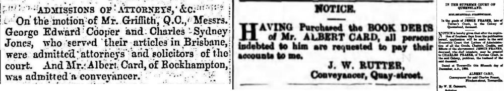 Albert Card in ewspaper notices